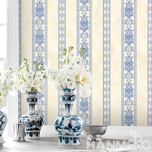 HANMERO Modern Stripes Design Light Blue Color Non-woven 0.53 * 10M Wallpaper Room Wall Decor Wallcovering Wholesaler Competitive Prices