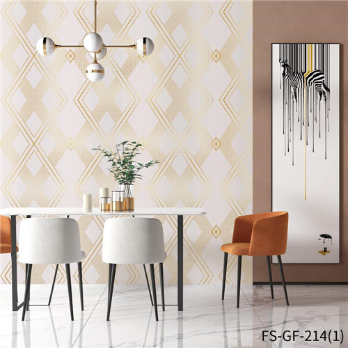 HANMERO Gold Foil Cheap Geometric home decor wallpaper Classic Home Wall 0.53*10M Deep Embossed