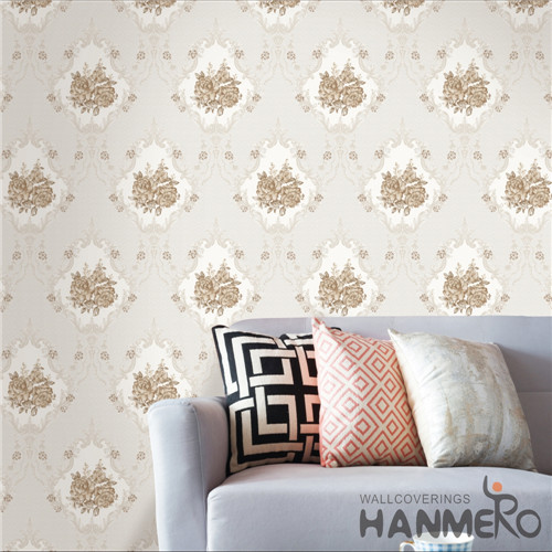 HANMERO PVC Hot Selling Flowers 0.53*10M Modern Saloon Bronzing decorative wallpaper for bedroom