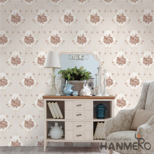 HANMERO PVC Hot Selling Flowers Bronzing 0.53*10M Saloon Modern design of wallpaper for home