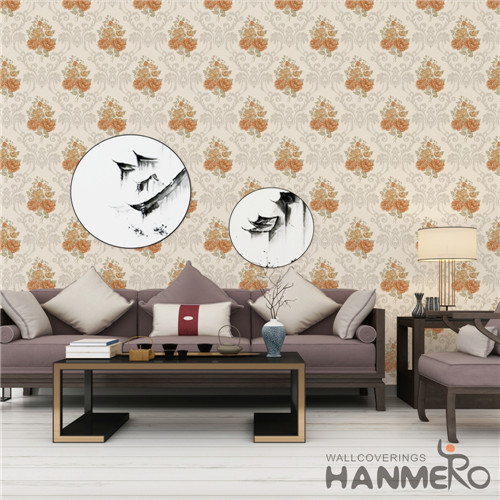 HANMERO 0.53*10M Fancy Flowers Bronzing European Saloon PVC room decoration wallpaper