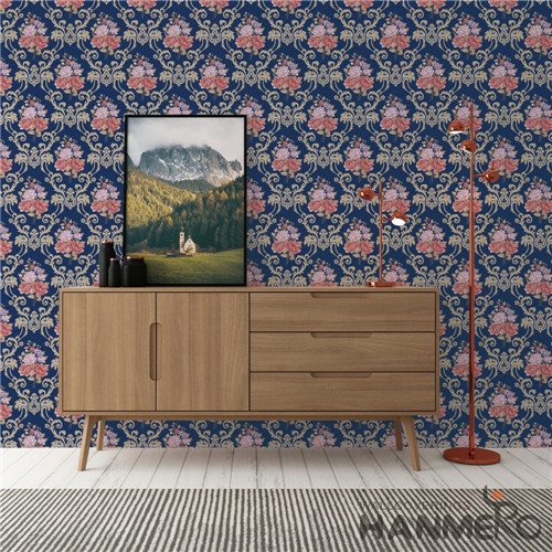 HANMERO PVC Fancy 0.53*10M Bronzing European Saloon Flowers wallpaper for house interior
