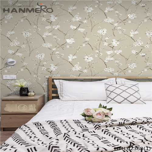 HANMERO Non-woven Hot Sex 0.53*10M Flocking Classic Sofa background Flowers wallpaper for sale