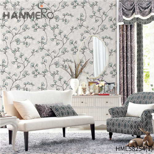 HANMERO PVC Professional Supplier Flowers Flocking 0.53*10M Church Modern decorating wallpaper designs