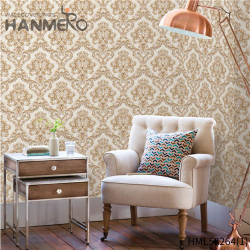 HANMERO PVC Professional Supplier Flowers Flocking Modern 0.53*10M Church wide wallpaper home decor