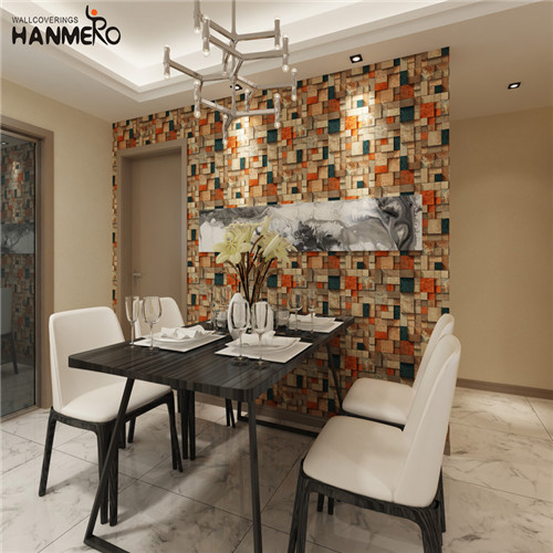 HANMERO PVC Decor Geometric Flocking Modern 0.53M Restaurants wallpaper of room