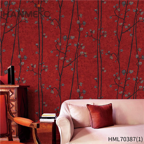 HANMERO PVC Deep Embossed Flowers Wholesale Pastoral House 0.53*10M wallpaper purchase
