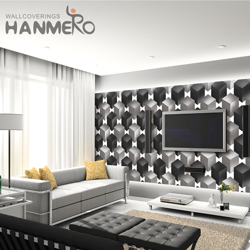 HANMERO Children Room Fancy Geometric Technology European PVC 0.53M modern black wallpaper