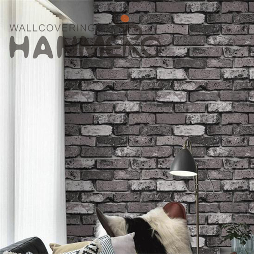 HANMERO PVC Fancy Brick Bronzing 0.53M Lounge rooms Chinese Style black border wallpaper