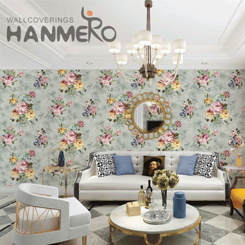 HANMERO Hallways Best Selling Flowers Deep Embossed European PVC 0.53M design of wallpaper for wall