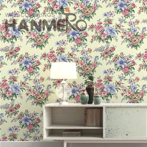 HANMERO PVC Removable Flowers Deep Embossed wallpaper discount Household 0.53M European