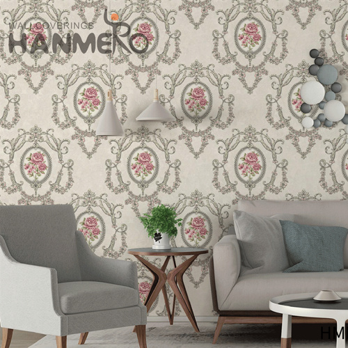 HANMERO PVC Removable Flowers Deep Embossed European Household wallpaper designs for bathroom 0.53M