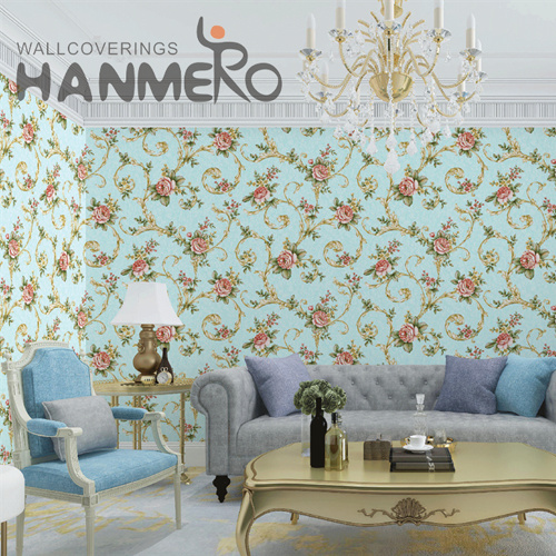 HANMERO Household Removable Flowers Deep Embossed European PVC 0.53M in store wallpaper