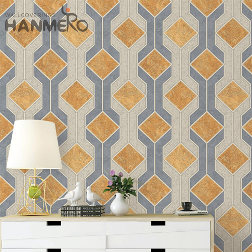 HANMERO PVC Unique 0.53*9.5M Deep Embossed Classic TV Background Geometric latest wallpaper designs for walls