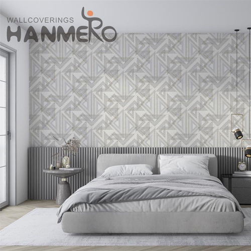 HANMERO PVC Nature Sense Geometric Flocking white wallpaper for walls Hallways 0.53*10M Classic