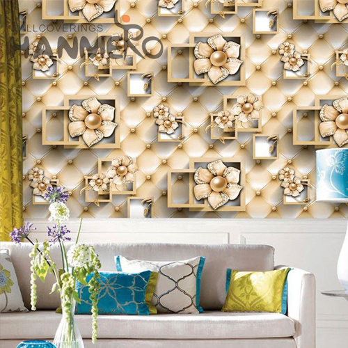 HANMERO PVC living room wallpaper Flowers Deep Embossed European Lounge rooms 0.53*9.5M Imaginative