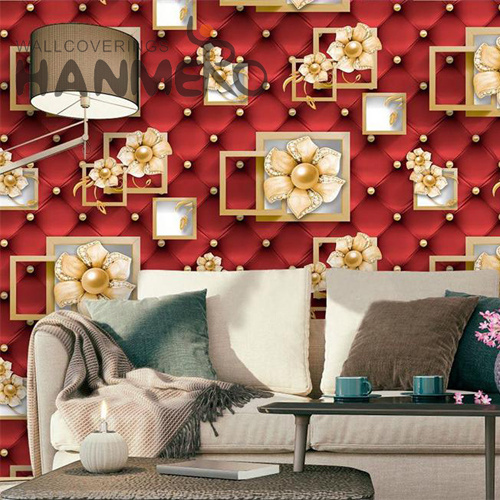 HANMERO PVC Imaginative wallpaper for house walls Deep Embossed European Lounge rooms 0.53*9.5M Flowers