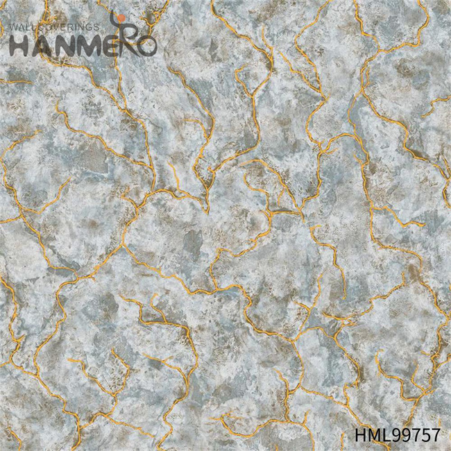 HANMERO PVC Gold Foil Restaurants Geometric Embossing Modern Exporter 1.06*15.6M wallpaper for room walls
