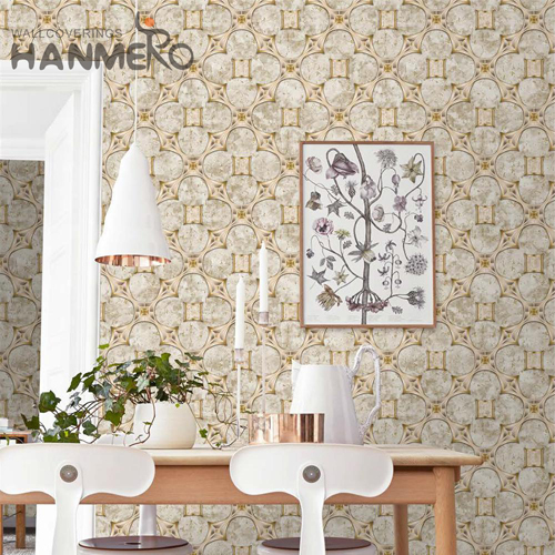 HANMERO PVC New Style Modern Embossing Geometric TV Background 0.53*9.2M price of wallpaper