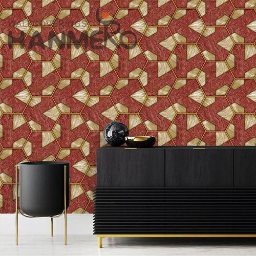 HANMERO PVC Professional Supplier Embossing Geometric Modern Hallways 0.53*9.2M wallpaper design in bedroom