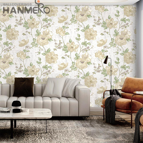 HANMERO PVC Best Selling 0.53*10M Embossing European Hallways Flowers design wallpaper for bedroom