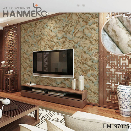 HANMERO PVC Hot Selling Geometric Wet Embossing Pastoral wallpaper patterns for kitchen 0.53*10M Hallways
