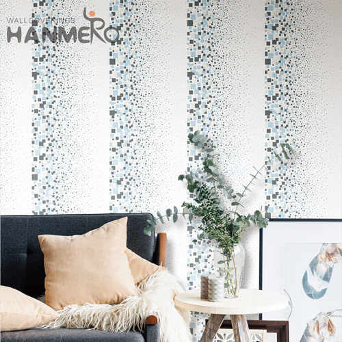 HANMERO PVC wallpaper design for home Geometric Wet Embossing Pastoral Bed Room 0.53*10M High Quality
