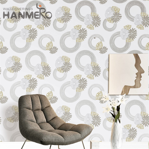 HANMERO PVC High Quality Geometric Wet Embossing Pastoral Bed Room wallpaper unique designs 0.53*10M