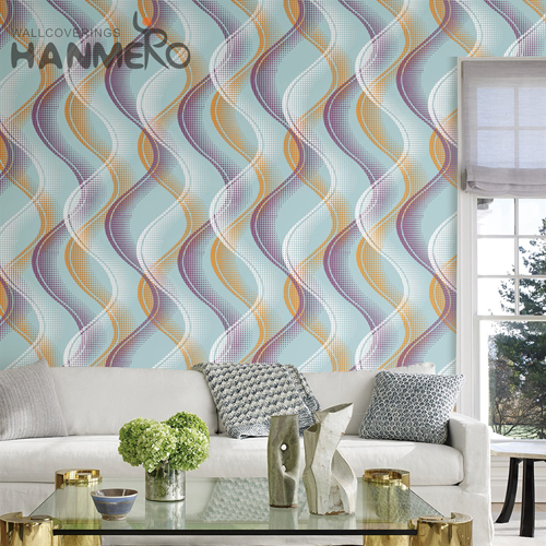 HANMERO PVC 0.53*10M Geometric Wet Embossing Pastoral Bed Room High Quality wallpaper for decorating homes