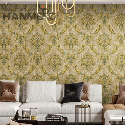 HANMERO PVC Durable Geometric Embossing 0.53*9.5M Restaurants Modern wallpaper grey and yellow