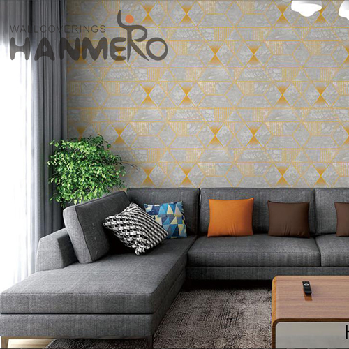 HANMERO PVC Awesome Landscape Embossing 0.53*10M Home Wall European wallpaper grey and yellow