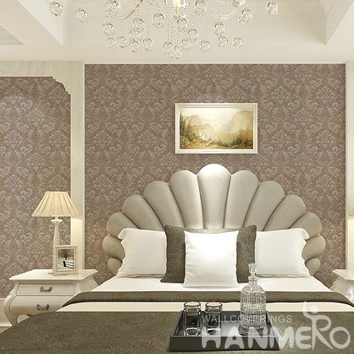 HANMERO Manufacture Wall Decoration Wet Embossed Brown Color Modern Wallpaper Ideas  for Livingroom Bedroom on Sale