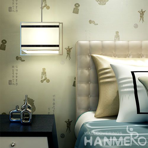 HANMERO New Arrival House Interior Design Wet Embossed Wallpaper Chinese Words for Study Room Decoration Manufacturer