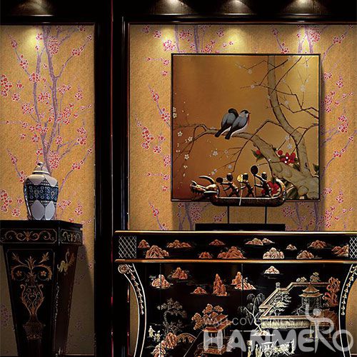HANMERO High-end Removable Wet Embossed Wallpaper Plum Blossom Textured for Cozy Home Decoration from China
