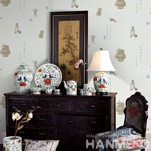HANMERO New Arrival Wallcovering Supplier Designer Chinese Words Wallpaper Design in Living Room with Best Prices