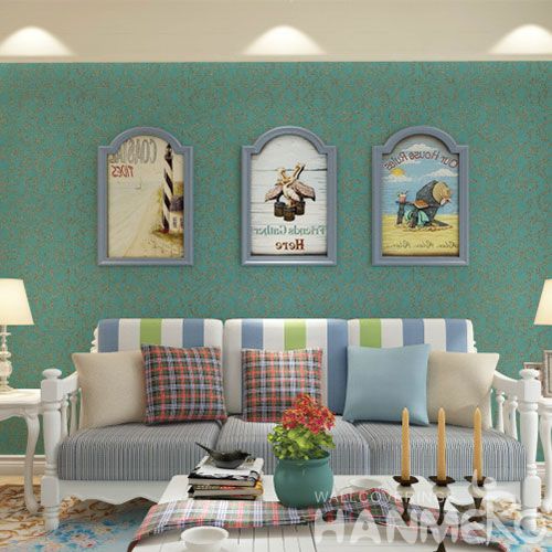 HANMERO New Arrival 0.53 * 10M Blue Elegant Hot Sex Wallpaper Home Livingroom Decoration Gilding Wall Covering High Quality