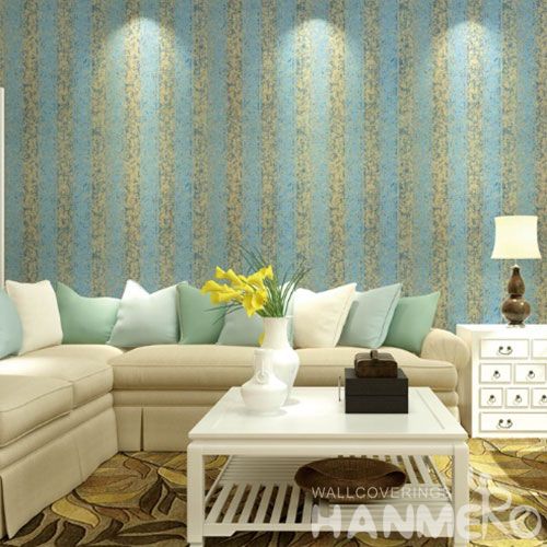HANMERO Modern 0.53 * 10M / Roll Blue Line Color Home Wallpaper Household Room Chinese Gilding Wallcovering Wholesale Prices
