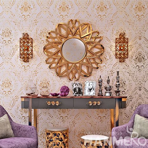 HANMERO New Arrival Golden Gilding Wallpaper Warehouse Lounge Rooms Hotel Decoration Wallcovering Manufacturer