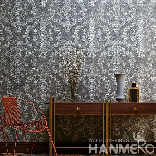 HANMERO Modern Floral Pattern Plant Fiber Particle Wallpaper for Sofa Backgroung 0.53 * 10m / Roll Factory Supplier