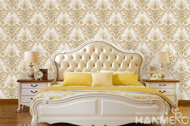 Hanmero Luxury Damask Design Pvc European Style Bedroom