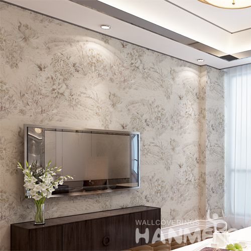 Hanmero Rural Floral Thick Deep Embossing Wallpaper Roll Off White