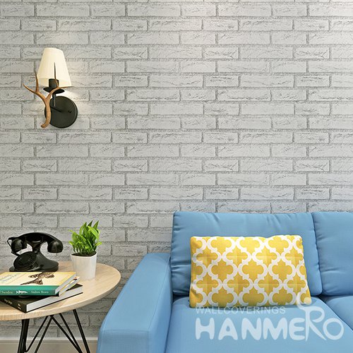 HANMERO Rural Imitation White Gray Brick DIY 3D Peel and Stick Wall paper Murals Stickers