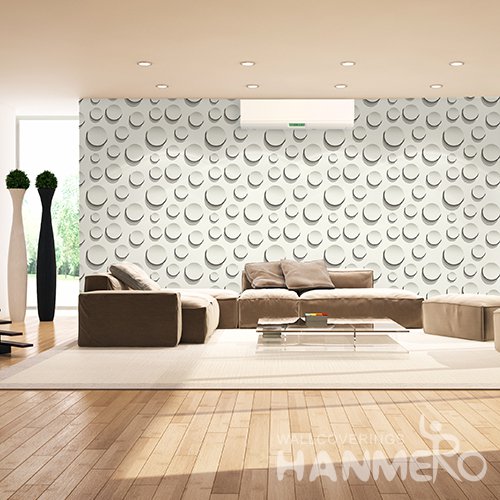 HANMERO 3D Modern Embossing PVC Wallpaper White Home Decor