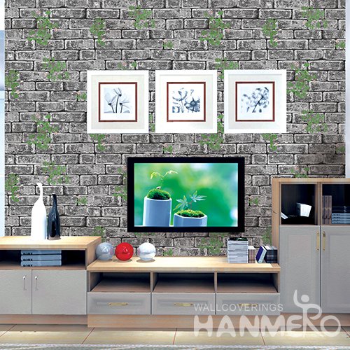 HANMERO 3D Rural Embossing PVC Wallpaper Gray Home Decor