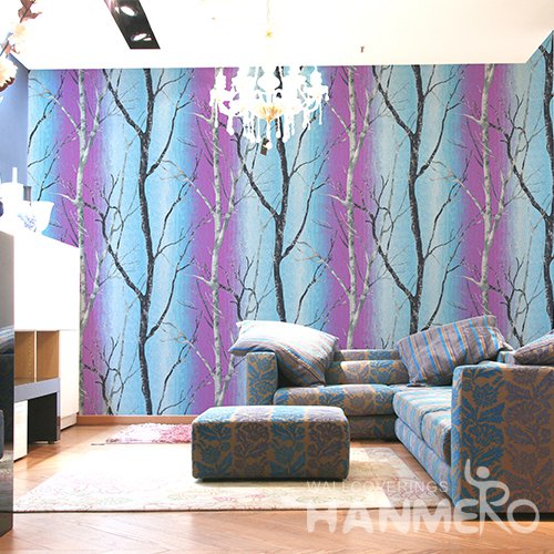 HANMERO 3D Rural Embossing PVC Wallpaper Purple Home Decor