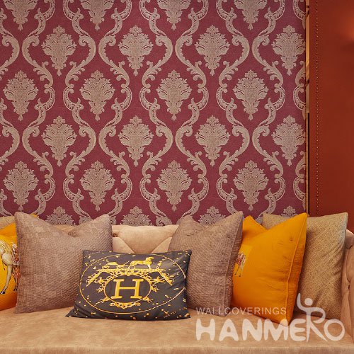 HANMERO 3D European Embossing PVC Wallpaper 20.86 393 inches Red Home Decor