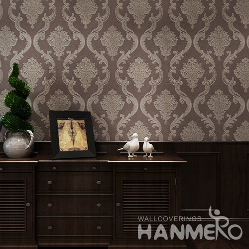 HANMERO 3D Classic Embossing PVC Wallpaper Brown Home Decor