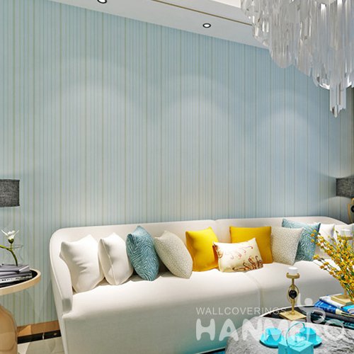 HANMERO Modern Light Green Stripe Pattern PVC Embossed Wallpaper For Home
