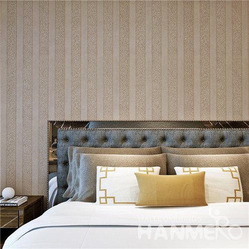HANMERO Modern Stripe Light Brown Vinyl Wallpaper For Bedding Room
