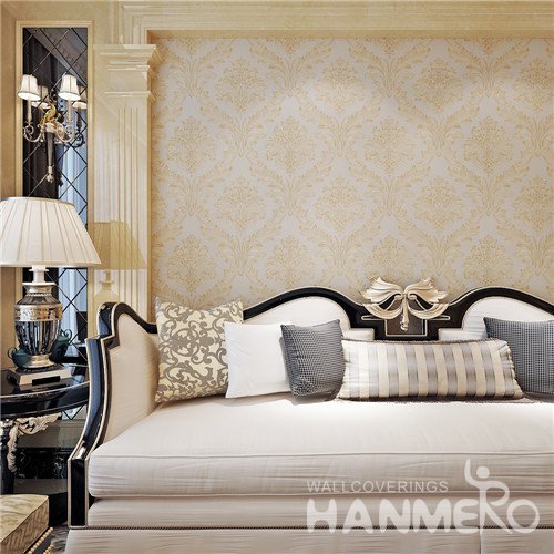 HANMERO Gold Floral Eco_friendly European PVC Embossed Living Room Wallpaper